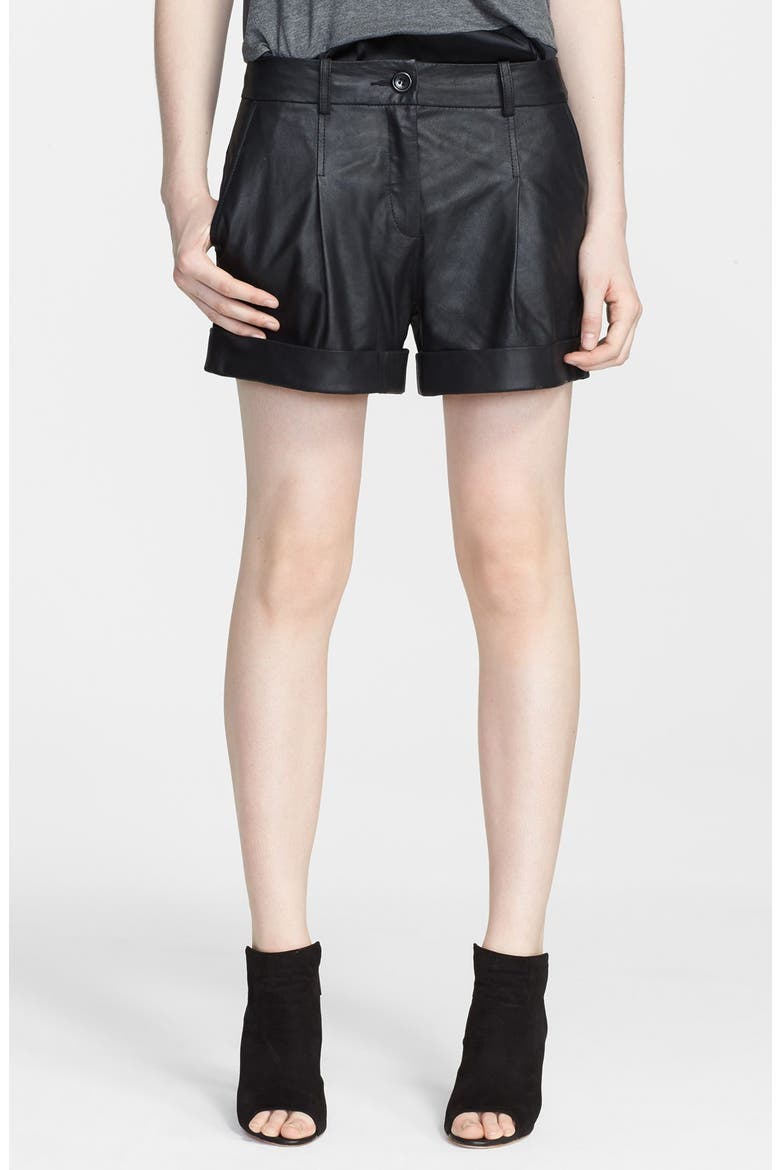 Leather Moto Shorts, Main, color, BLACK
