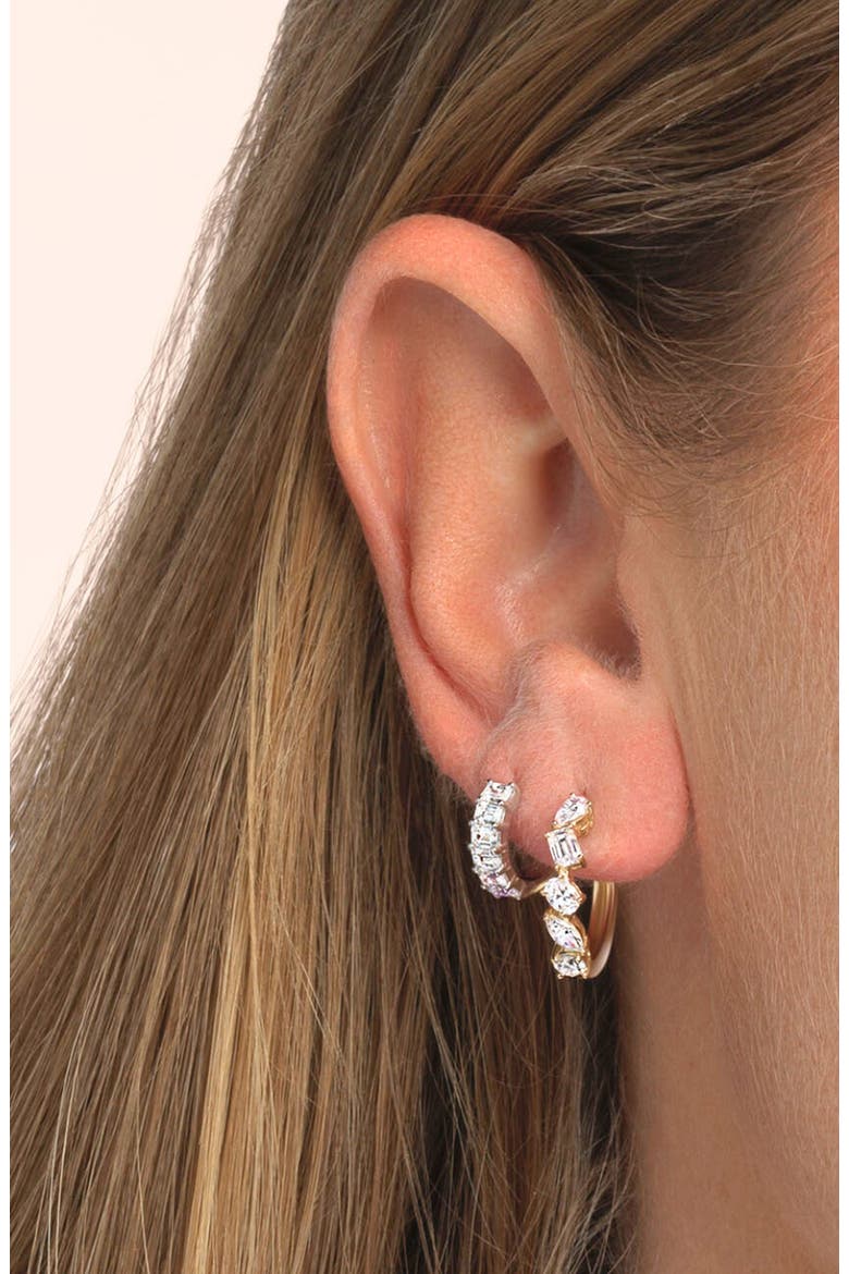 Classic Multi-Shape Lab Diamond Hoop in 14K Gold, Alternate, color, Yellow Gold