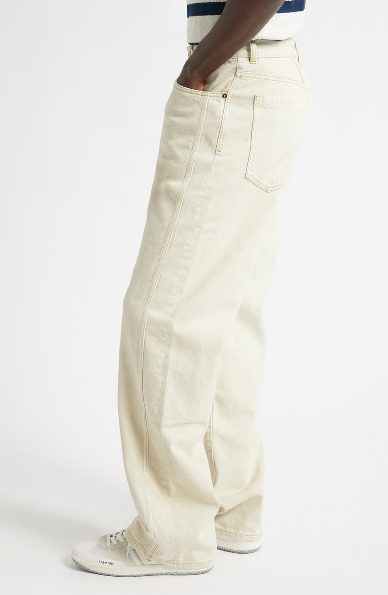 Balmain Relaxed Fit Jeans, Alternate, color, Beige