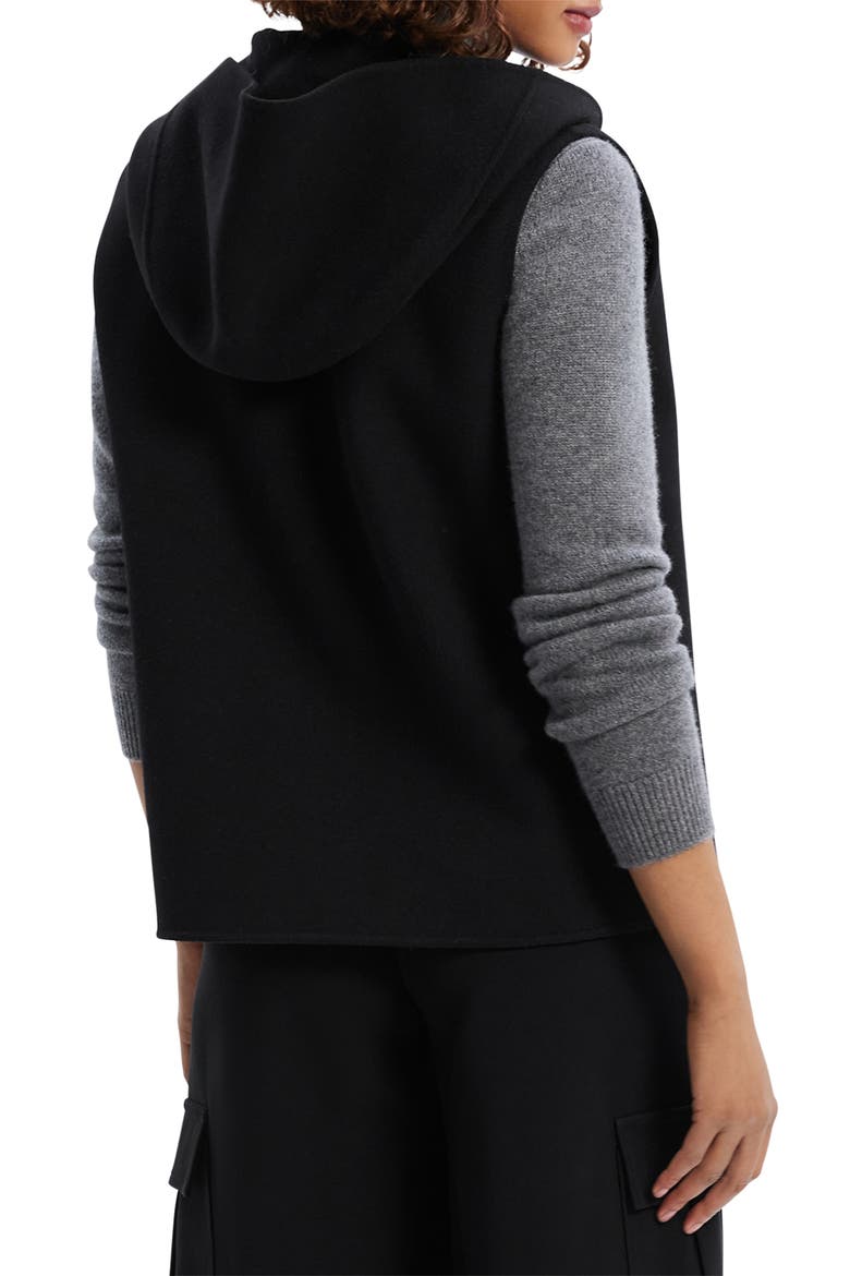 Sleeveless Wool & Cashmere Hoodie, Alternate, color, BLACK