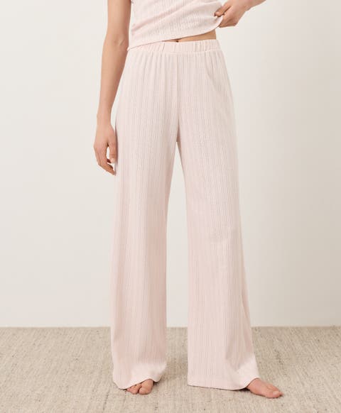 Organic Cotton Pointelle Wide Leg Pant