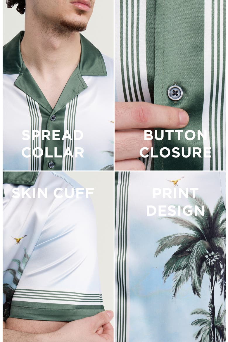 Palm Tree Printed Camp Shirt, Alternate, color, GREEN