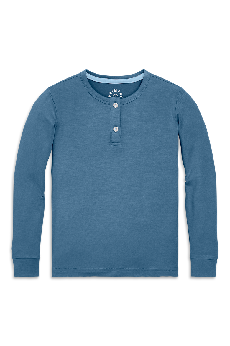 Kids Stretch Modal Long Sleeve Henley Pj Top(Toddler, Little Kid, Big Kid), Main, color, Moonlight