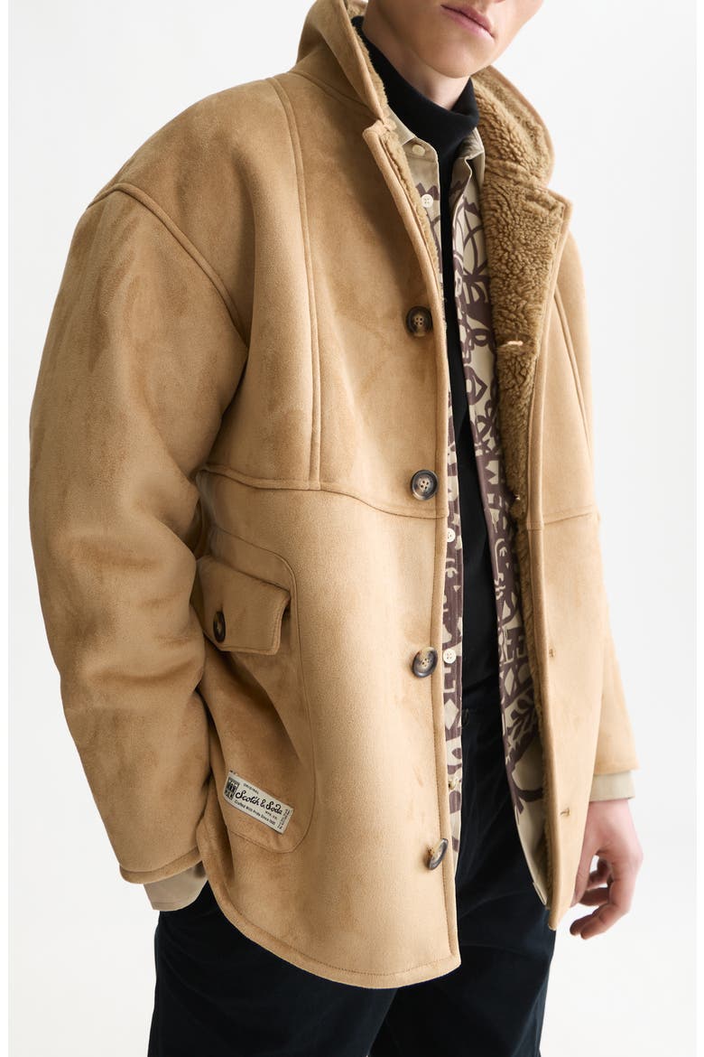 Faux Shearling Jacket, Alternate, color, TANNIN