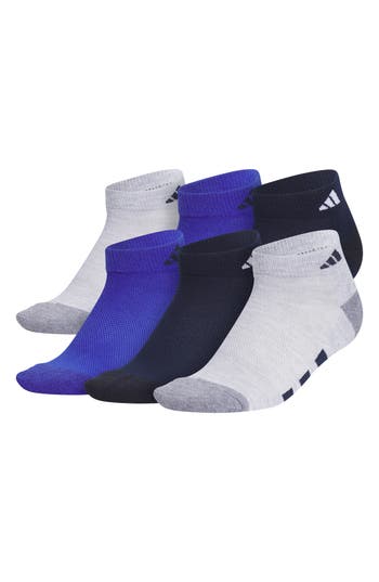 Adidas Originals Adidas Kids' 6-pack Aeroready Athletic Cushioned Low Cut Socks In Light Heather/navy/blue