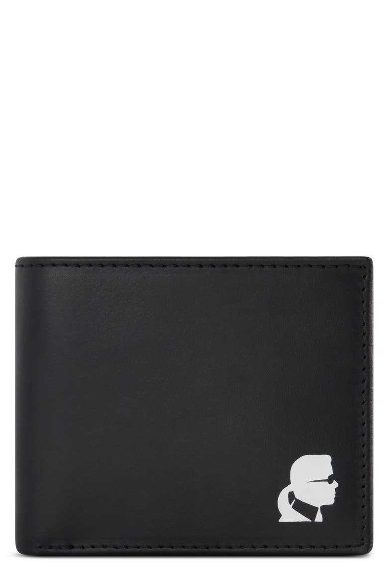 Profile Graphic Leather Bifold Wallet, Main, color, BLACK