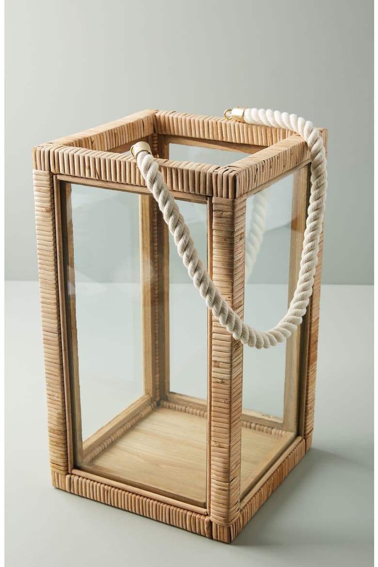 Anthropologie Issa Rattan Lantern, Main, color, TAN