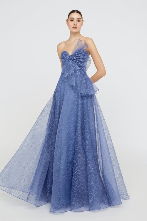 Theia Joanna Bow Bodice Gown In Purple