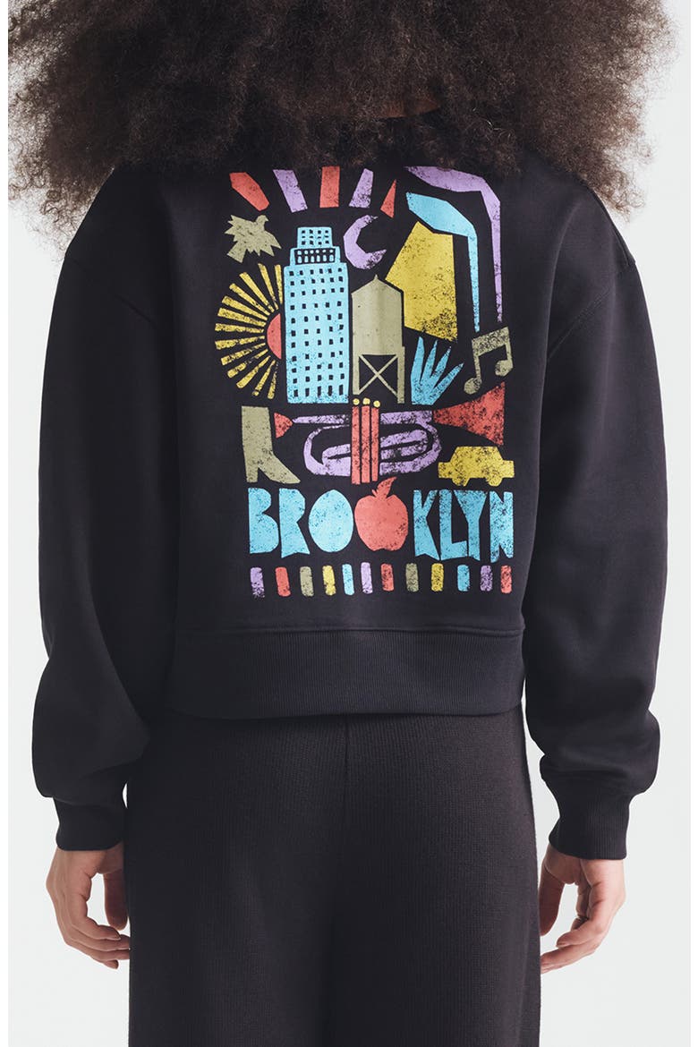 Graphic Print Crewneck Sweatshirt, Alternate, color, BLACK