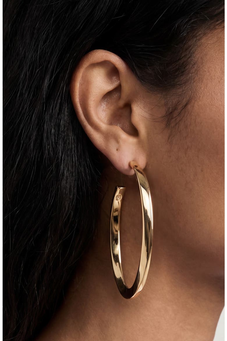 Elongated Oval Hoop Earrings, Alternate, color, GOLD
