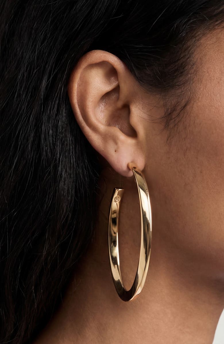Ettika Elongated Oval Hoop Earrings, Alternate, color, Gold