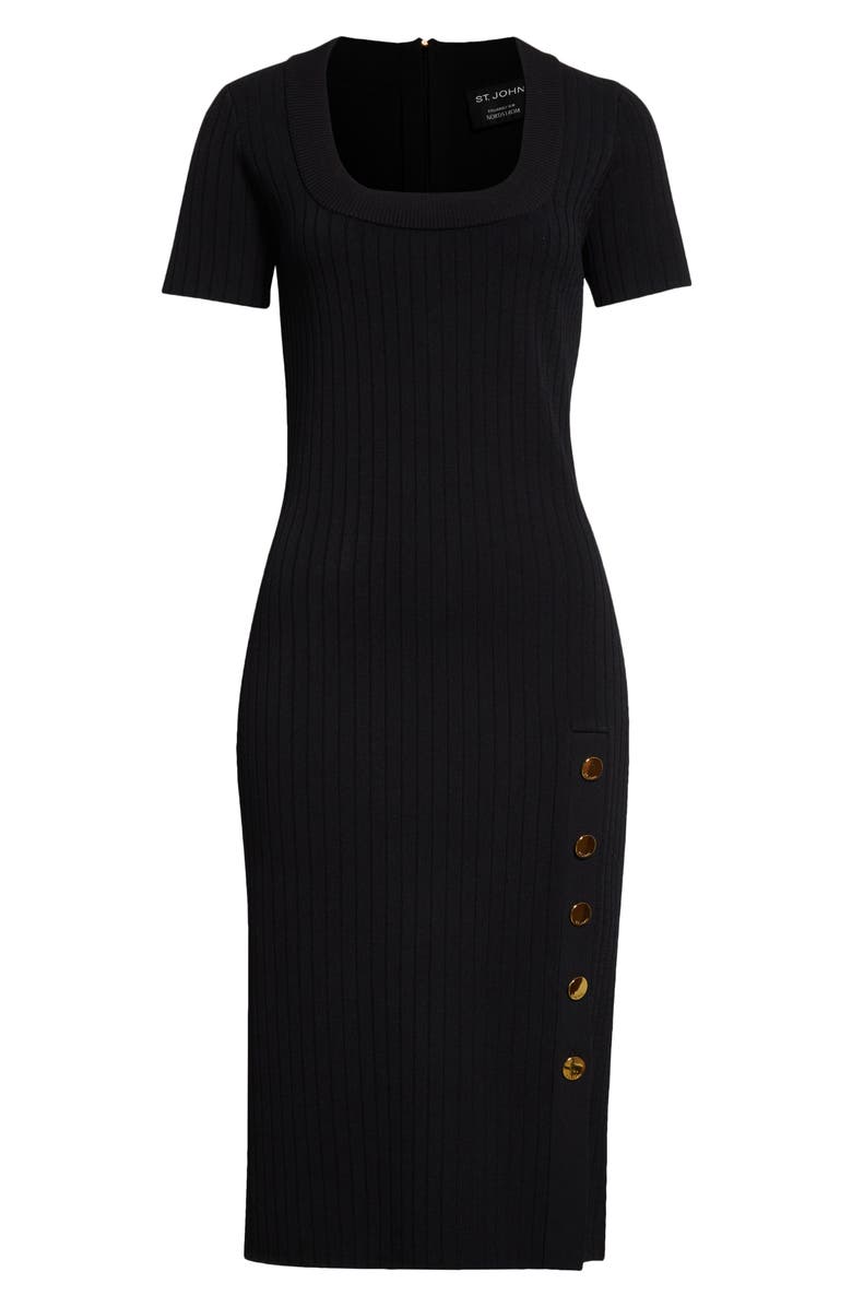 ST. JOHN Rib Short Sleeve Sweater Dress, Alternate, color,