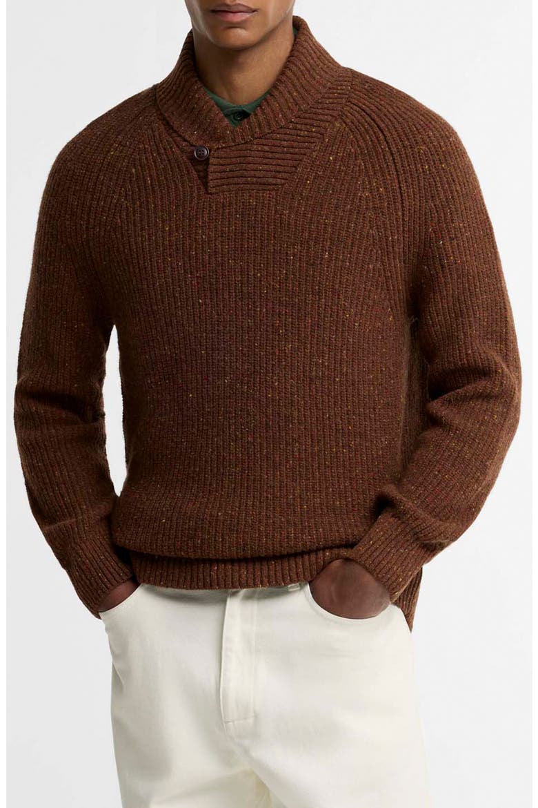 Essential Fleck Shawl Collar Sweater, Main, color, BRACKEN