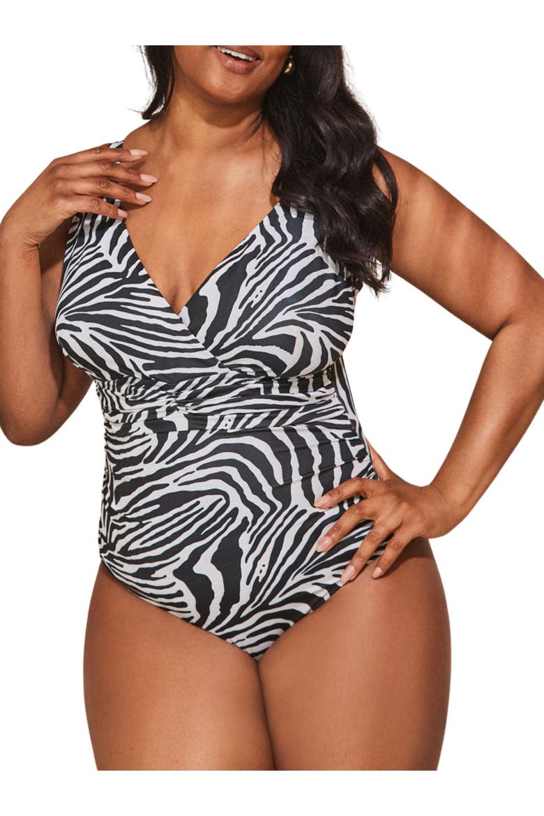 Mono Animal Print Swimsuit, Alternate, color, BLACK