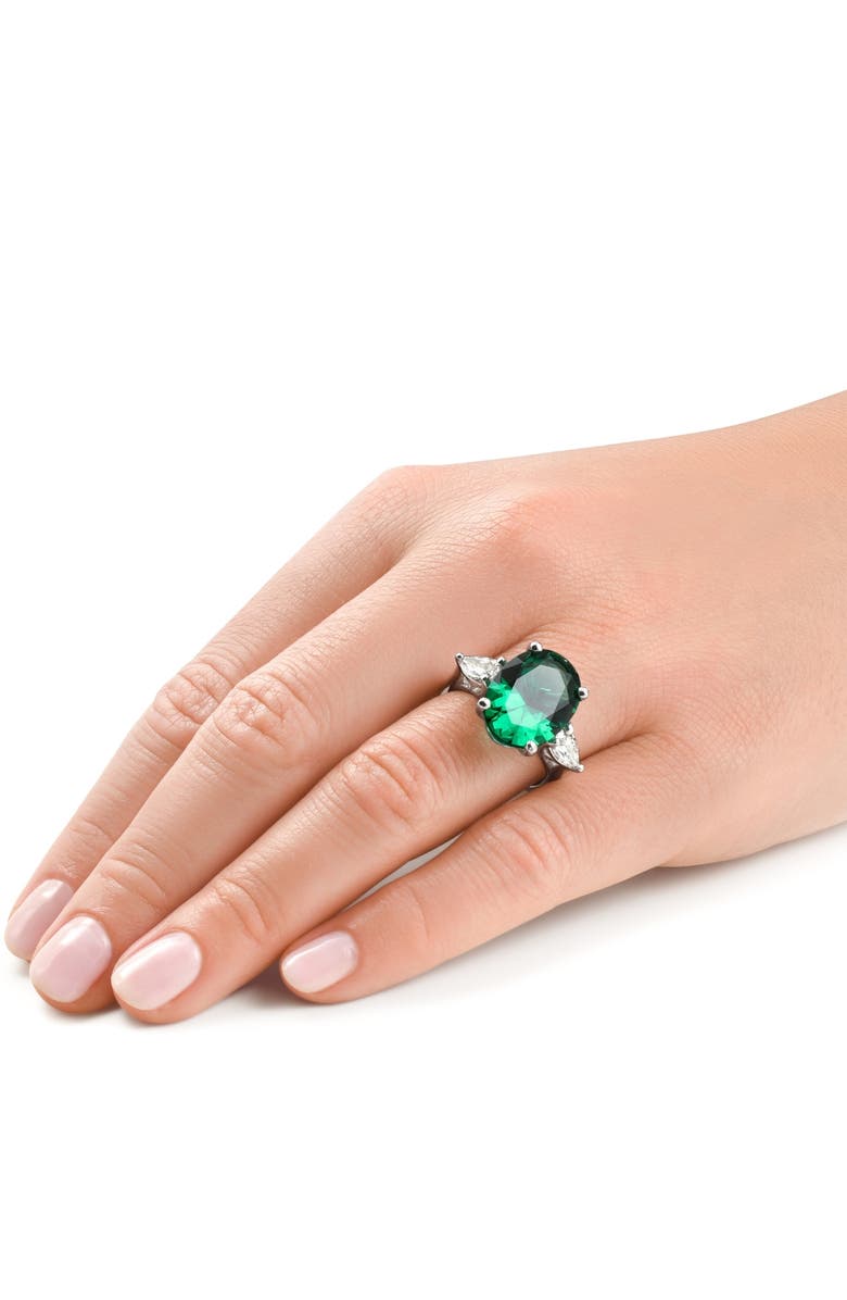 Bliss Diamond 16x12mm Emerald & 1Ct Pear Shape Diamond Ring 14k Gold Lab Grown, Alternate, color, 14K White Gold