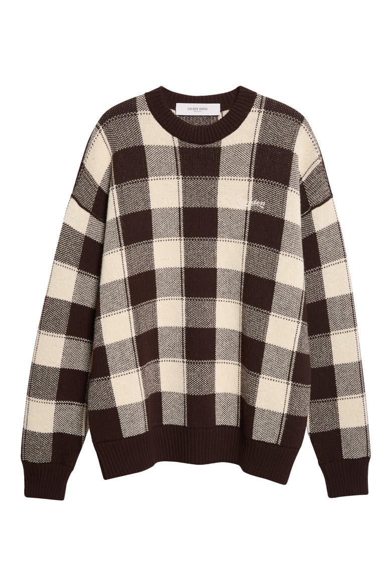 Journey Boxy Wool Sweater, Main, color, AFTERDARK/ OATMILK