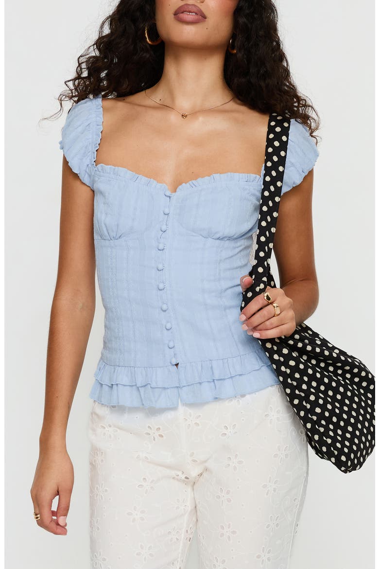 Suiter Frill Detail Top, Main, color, SOFT BLUE