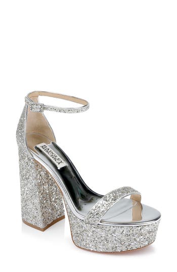 Badgley Mischka Collection Party Ankle Strap Platform Sandal In Silver