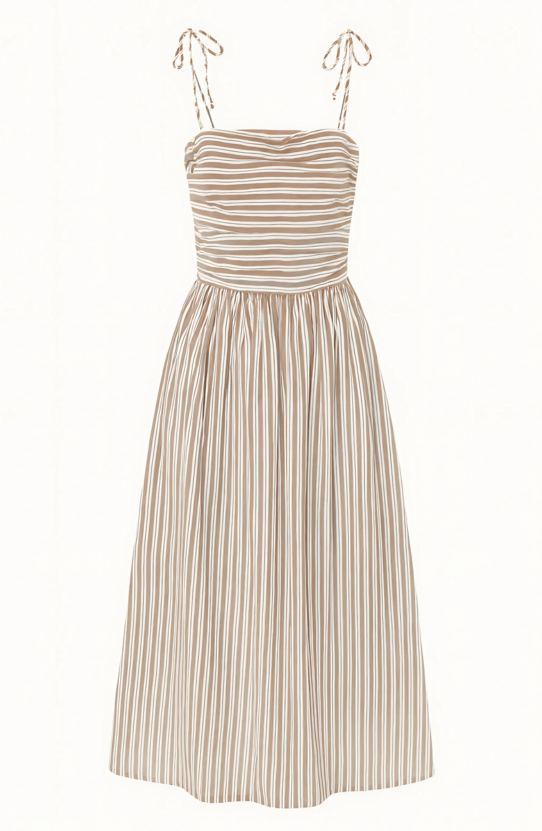 Nelle Atelier The Caroline Petite Drop Waist Maxi Dress, Alternate, color, Chocolate Stripe