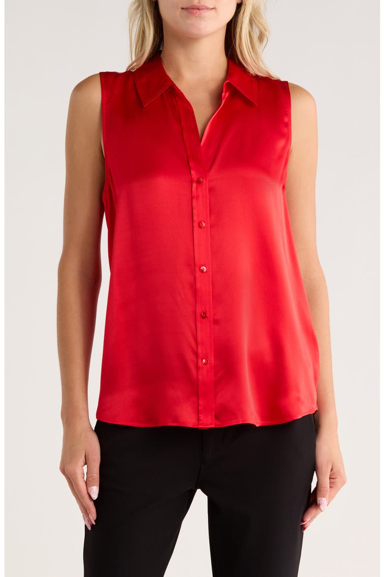 Emmy Sleeveless Silk Shirt, Main, color, LAVA RED