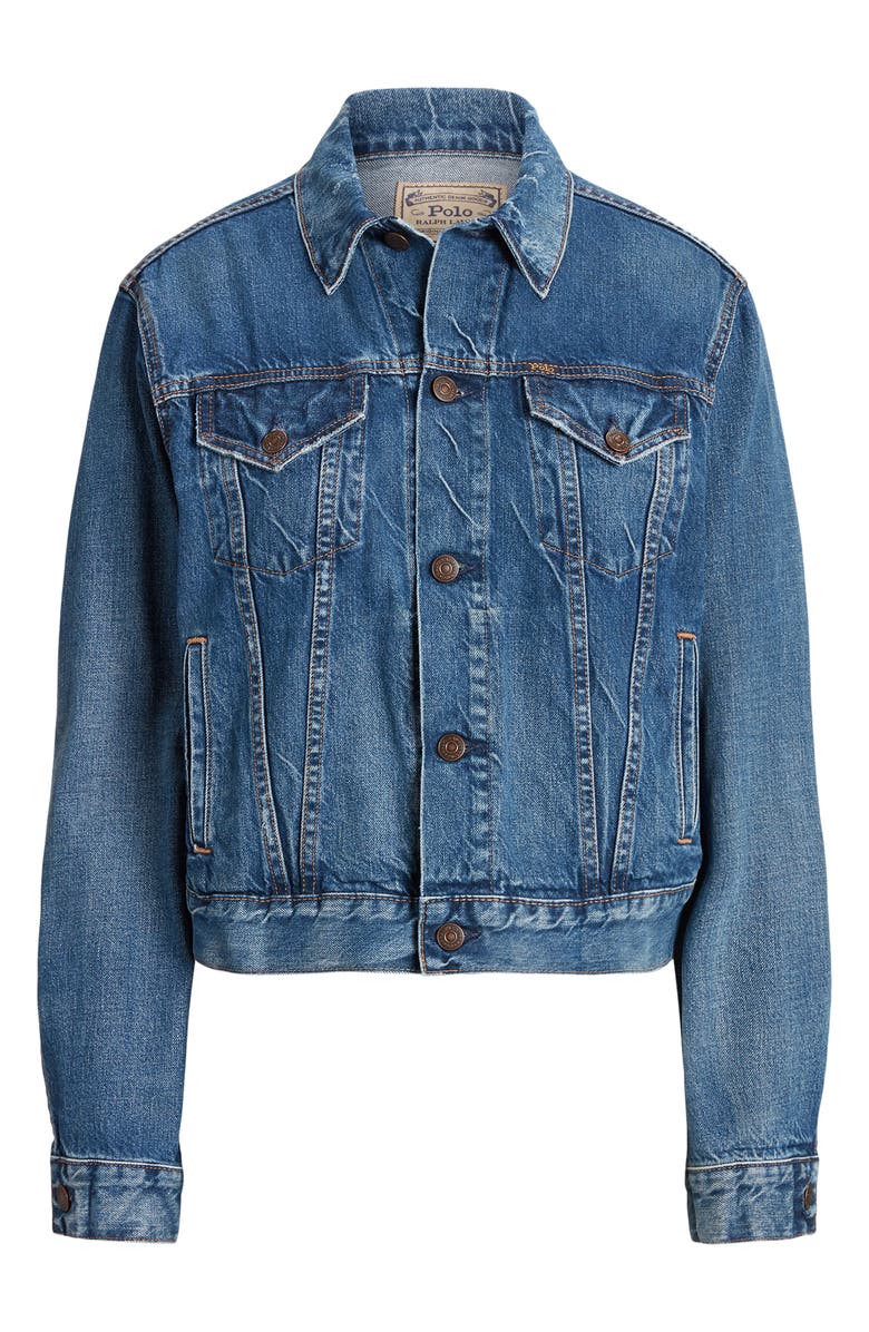 Polo Ralph Lauren Rigid Denim Trucker Jacket, Alternate, color, Meuse Wash