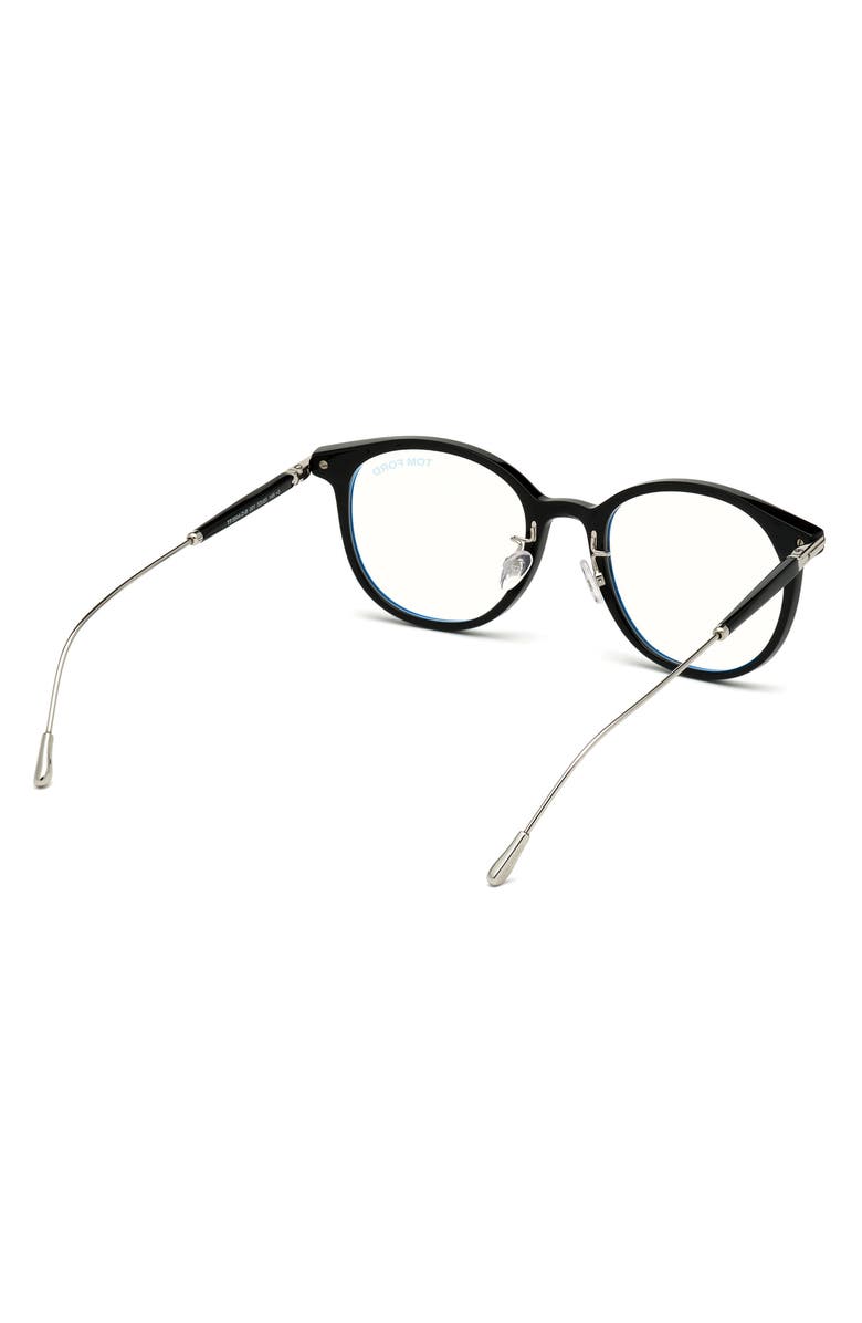 TOM FORD 52mm Round Blue Light Blocking Glasses, Alternate, color, 
