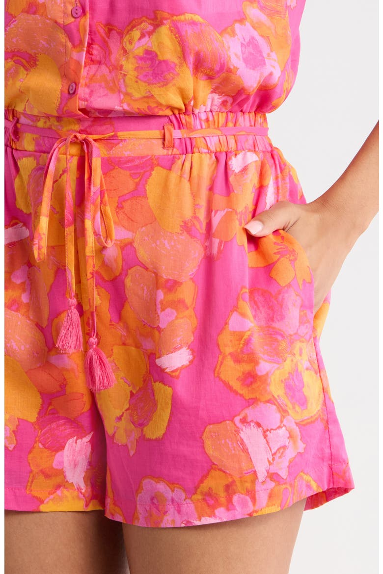 Elaris Floral Mavy Cotton Button-Up Romper, Alternate, color, FUCHSIA-ORANGE-MULTI