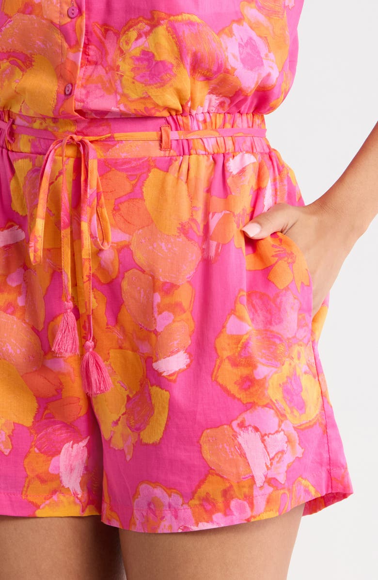 SUGARLIPS Elaris Floral Mavy Cotton Button-Up Romper, Alternate, color, Fuchsia-Orange-Multi