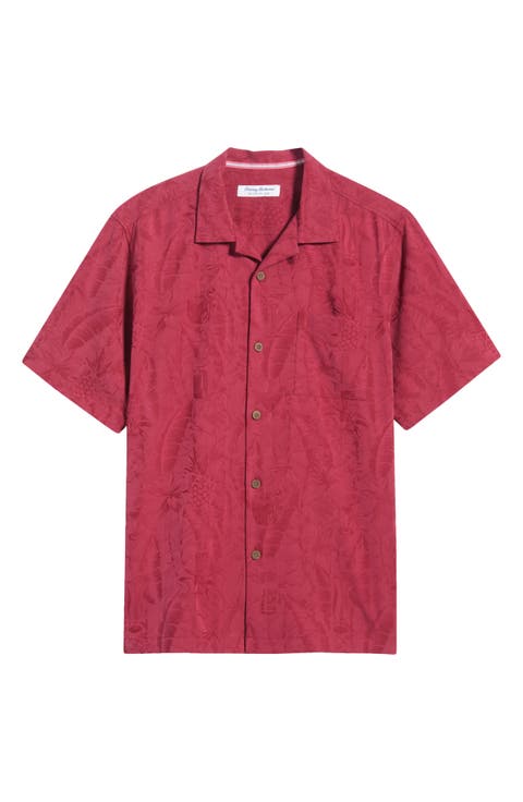 Coastal Ease Seaside Sips Jacquard Camp Shirt
