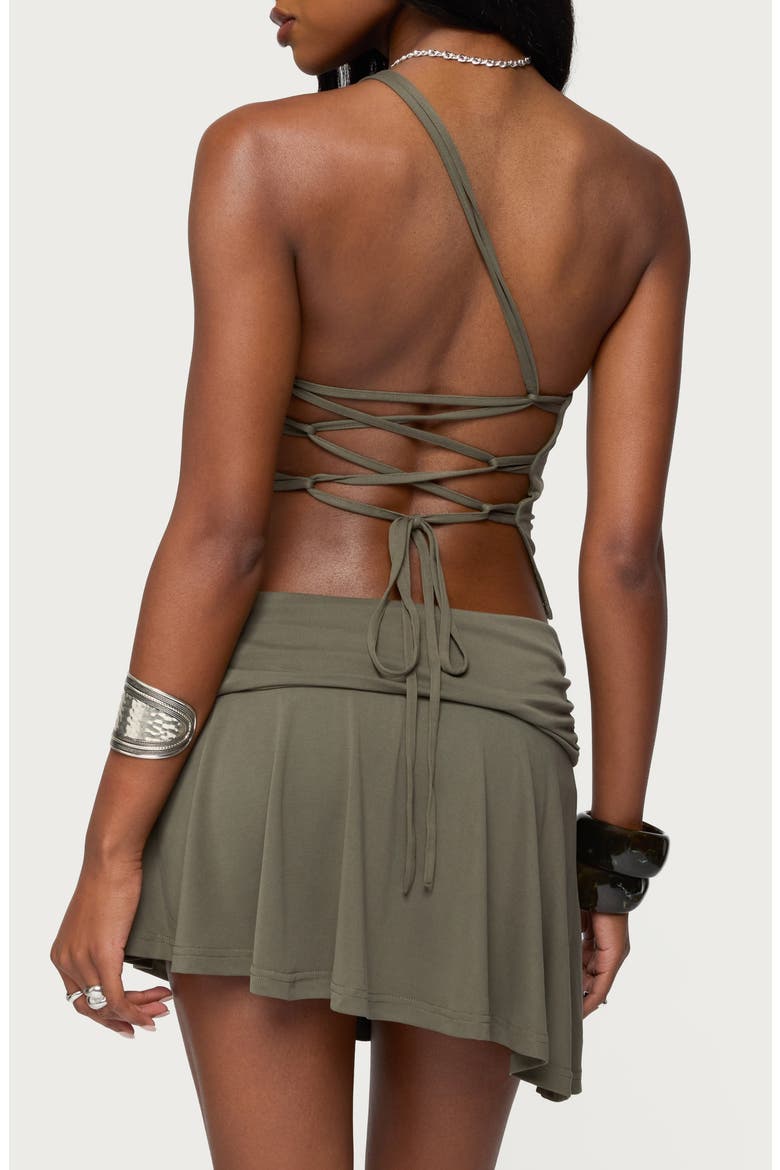 Janah One-Shoulder Lace-Up Open Back Top, Alternate, color, OLIVE