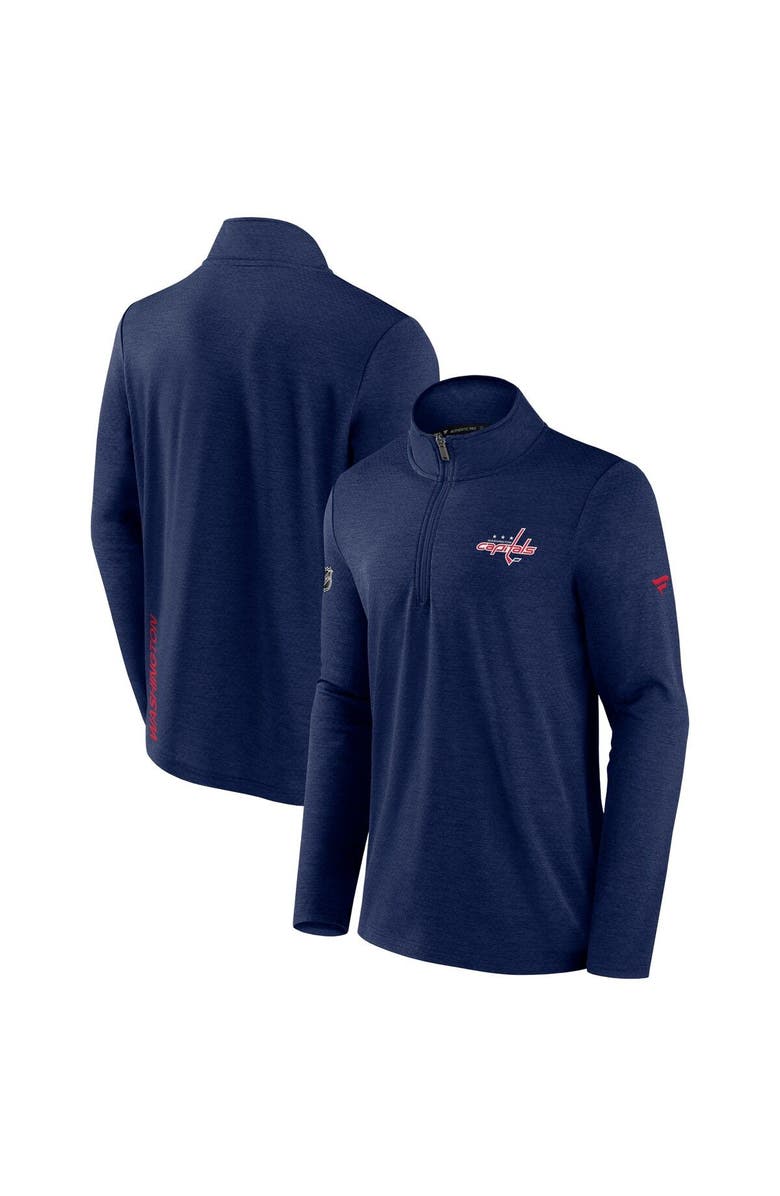 FANATICS Men's Fanatics Branded Heather Navy Washington Capitals Authentic Pro Rink Quarter-Zip Jacket, Main, color, 