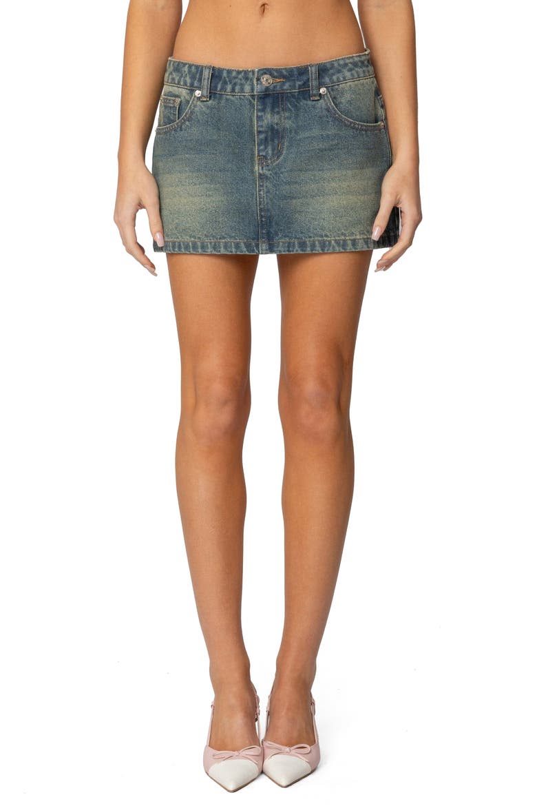 Tristan Washed Denim Miniskirt, Main, color, BLUE-VINTAGE-WASHED