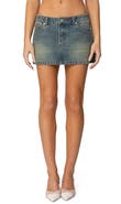 EDIKTED Tristan Washed Denim Miniskirt