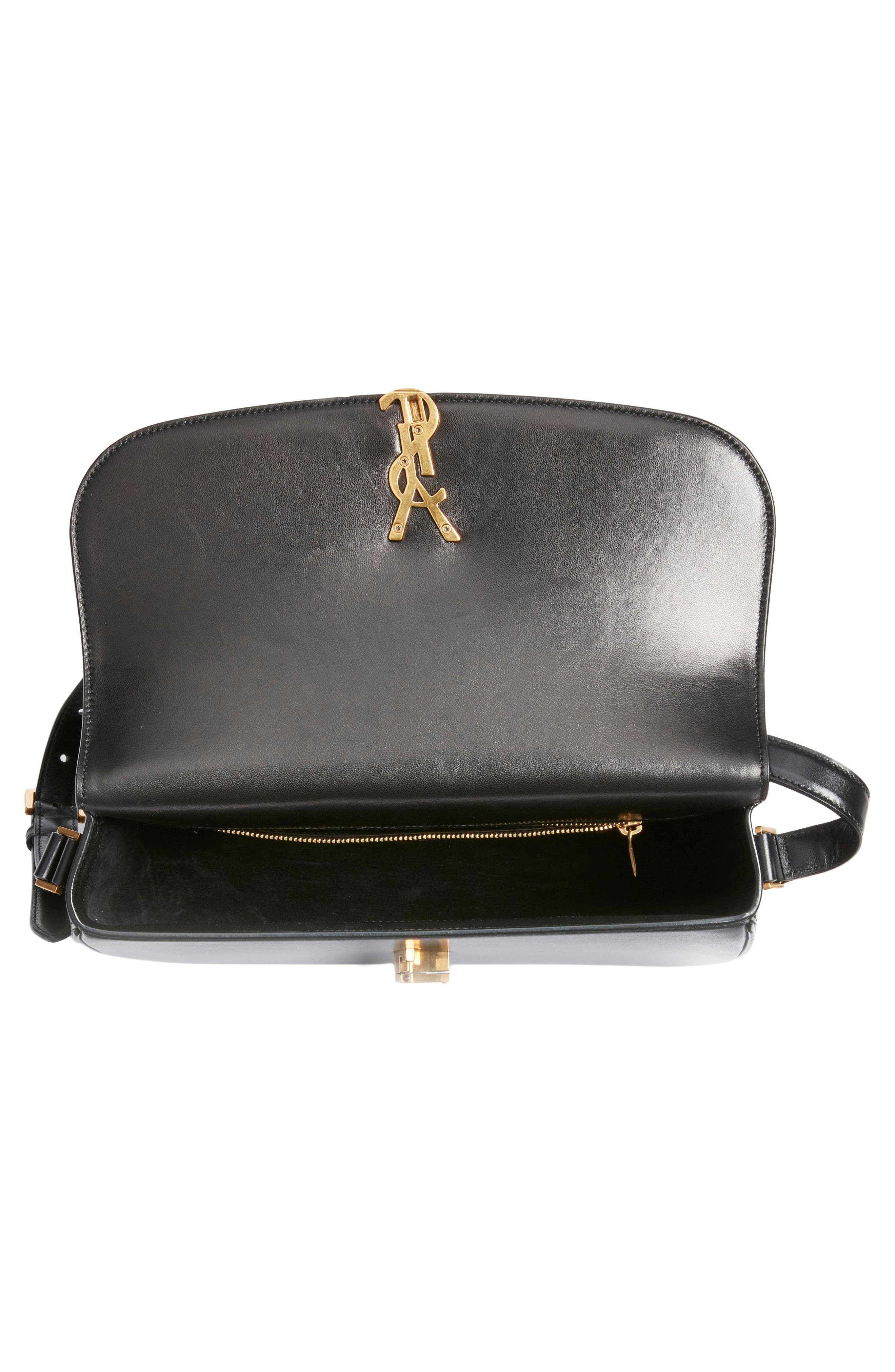 Saint Laurent Large Solferino Leather Shoulder Bag, Alternate, color, Noir
