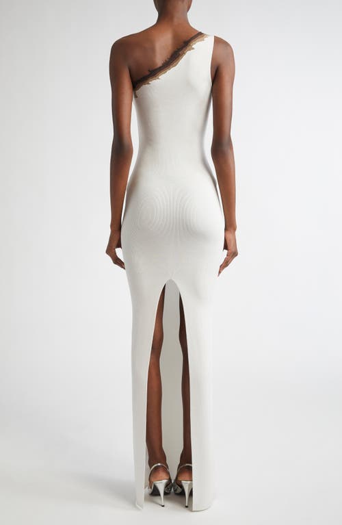 Grace Ling Flame One-shoulder Maxi Dress In White Marshmallow