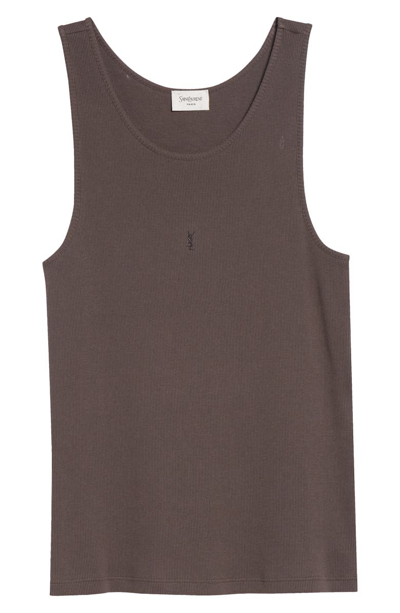 Saint Laurent Debardeur Embroidered Tank, Main, color, Gris Fonce/ Anthracit
