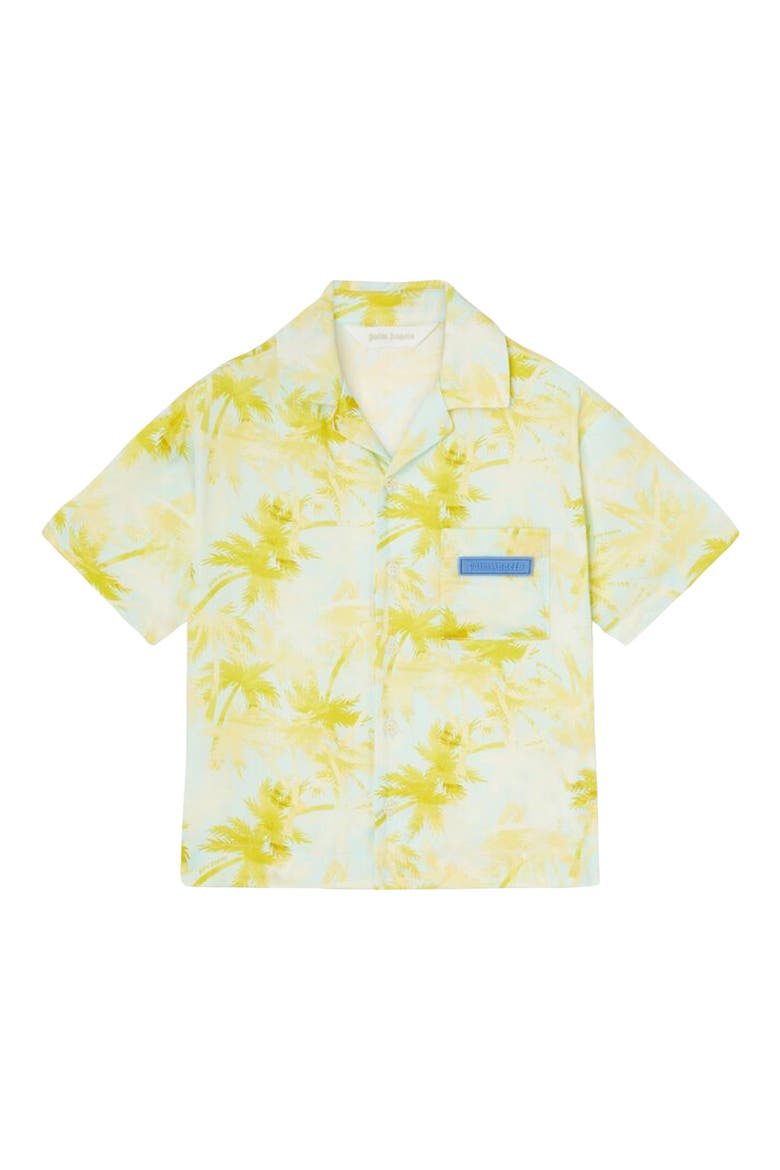 Kids' Palms Print Camp Shirt, Main, color, SKY BLUE - DUSTY BLUE