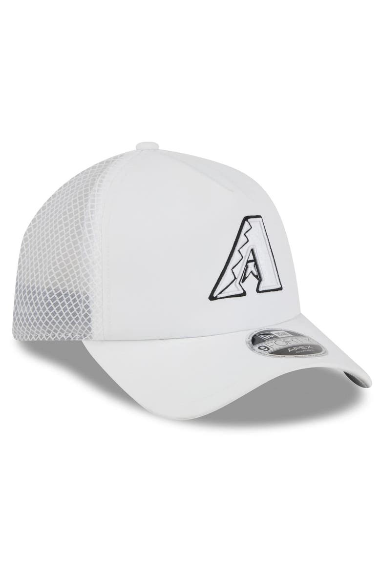 Men's New Era White Arizona Diamondbacks 2026 Batting Practice Apex 9FORTY Adjustable Trucker Hat, Alternate, color, White