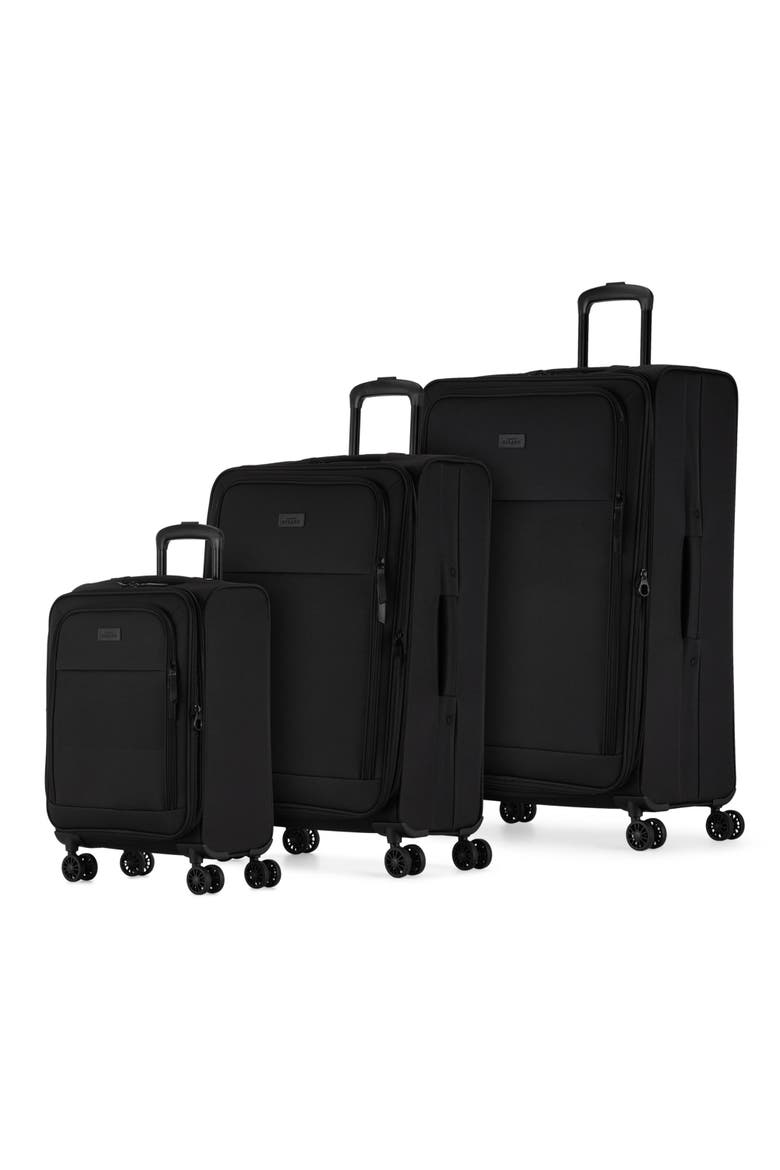 Reborn 3 Piece Softside Luggage Set with Expansion, Main, color, Black