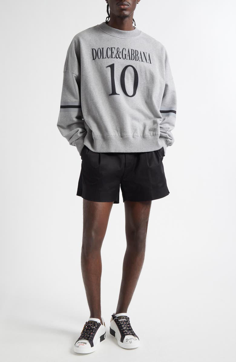 Dolce&Gabbana Pleated Stretch Cotton Bermuda Shorts, Alternate, color, Black