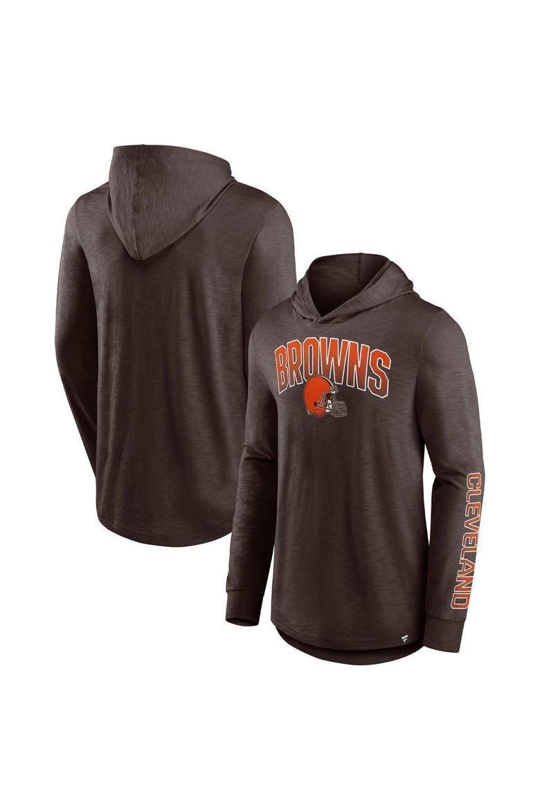 Men's Fanatics Branded Brown Cleveland Browns Front Runner Long Sleeve Hooded T-Shirt, Alternate, color, Brown