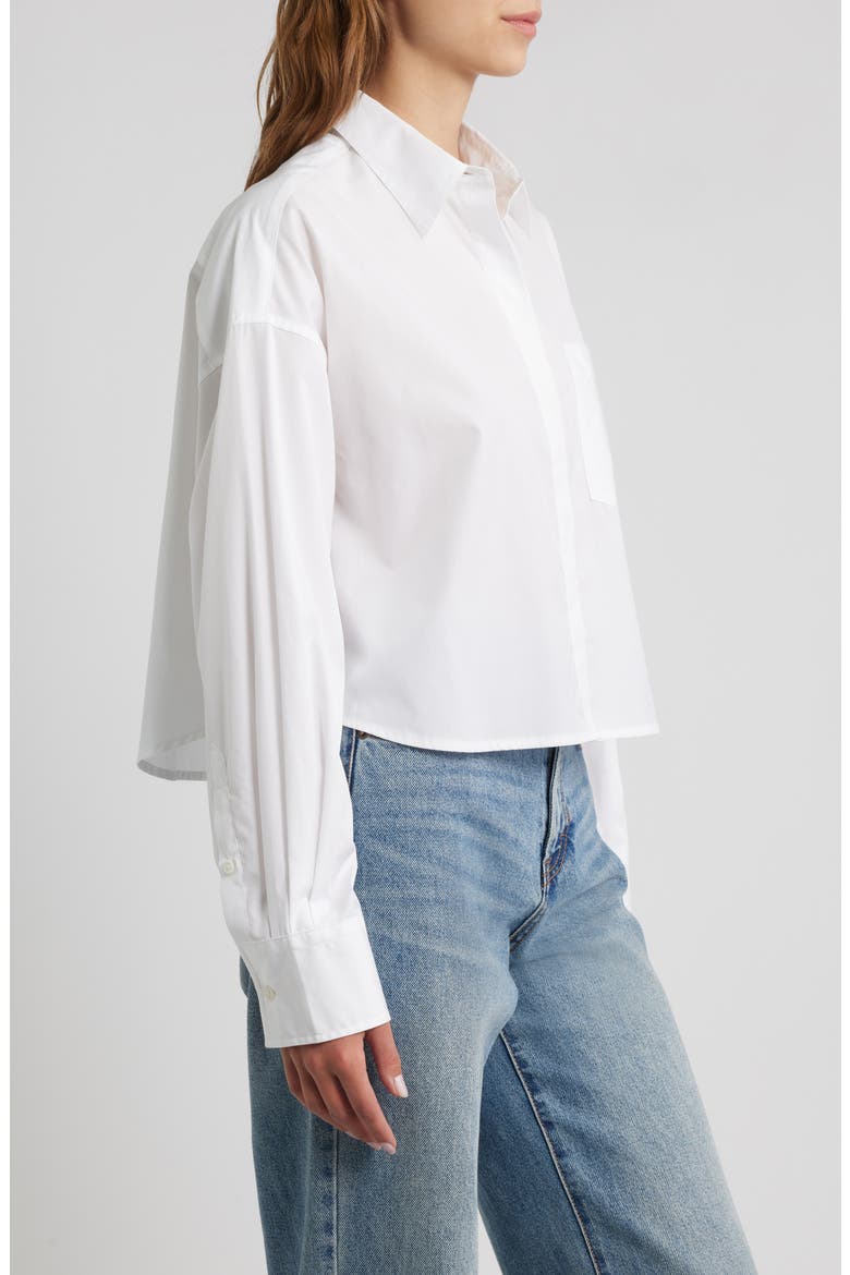 Marin Cotton Crop Button-Up Shirt, Alternate, color, WHITE