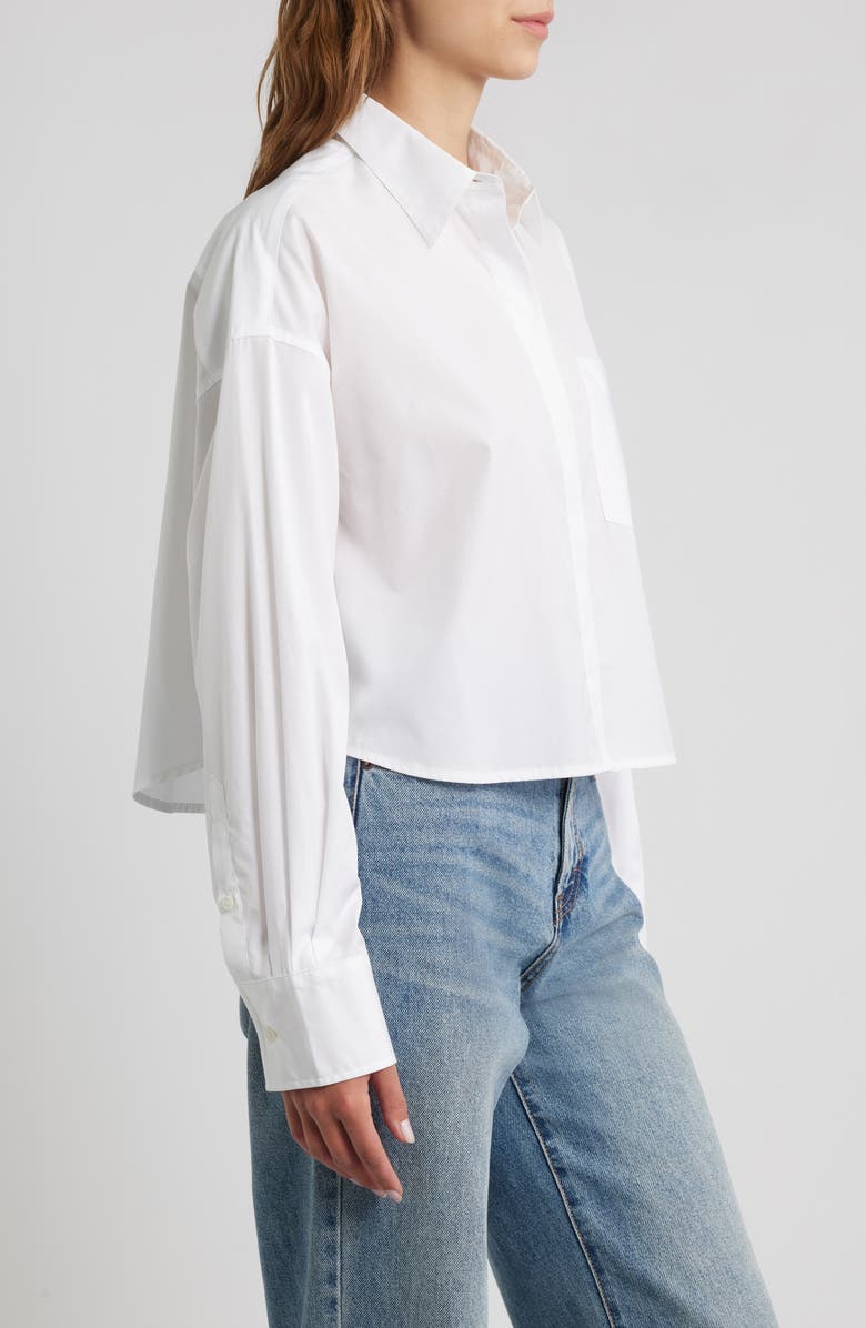 rag & bone Marin Cotton Crop Button-Up Shirt, Alternate, color, White