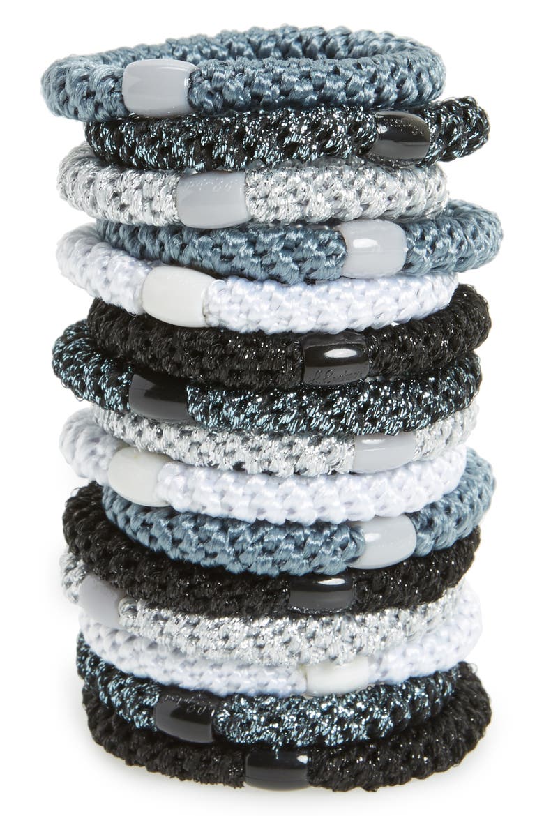 Grab & Go 15-Pack Braided Ponytail Holders, Main, color, Night Time Metallic Black