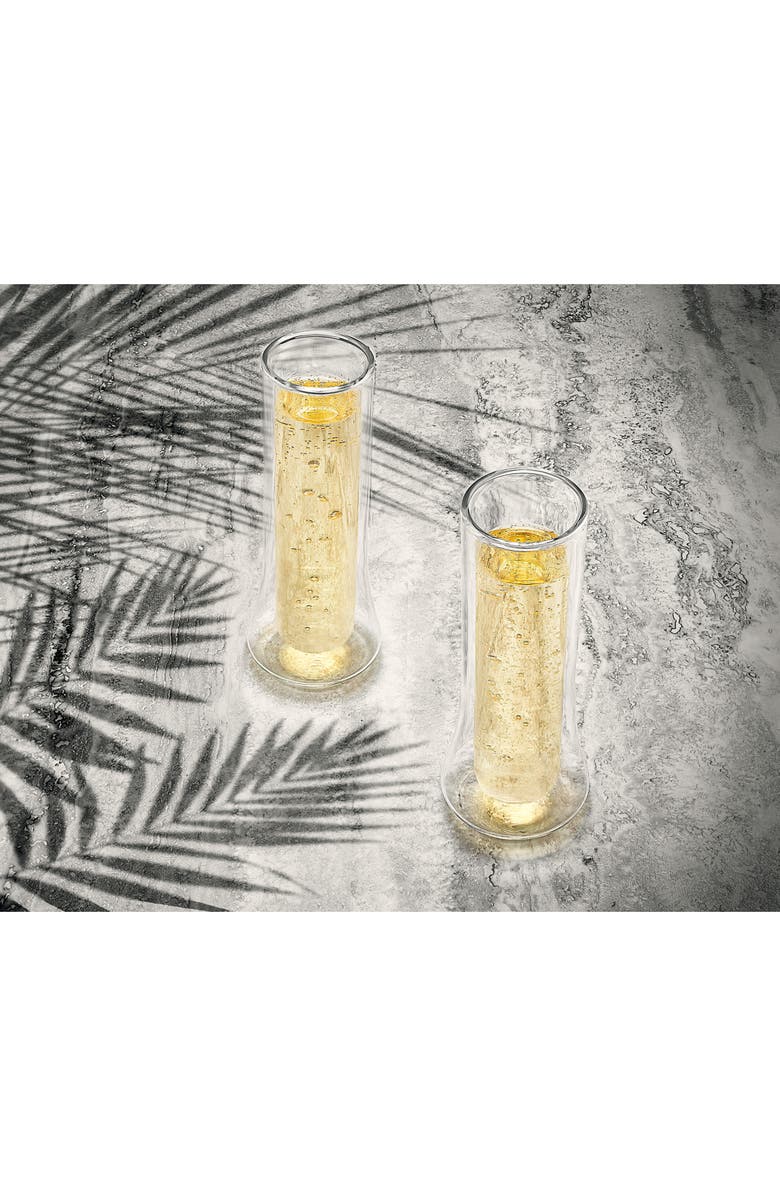 JoyJolt Set of 4 Cosmos Double Wall Bubbles Flute Glass, Alternate, color, Clear
