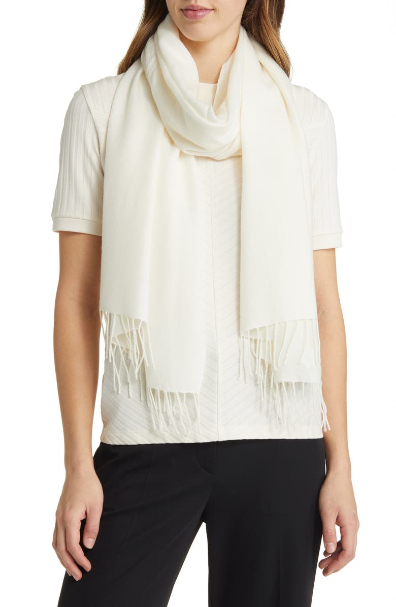 Nordstrom Tissue Weight Wool & Cashmere Scarf, Alternate, color, Ivory Winter