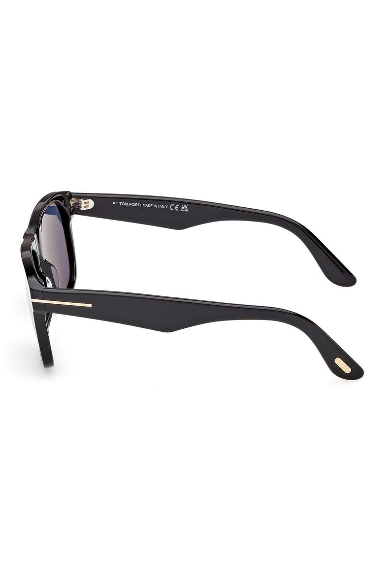 Marlon 55mm Square Sunglasses, Alternate, color, SHINY BLACK/ BLUE LENSES