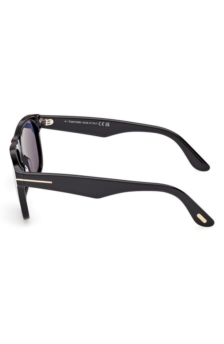 TOM FORD Marlon 55mm Square Sunglasses, Alternate, color, Shiny Black/ Blue Lenses