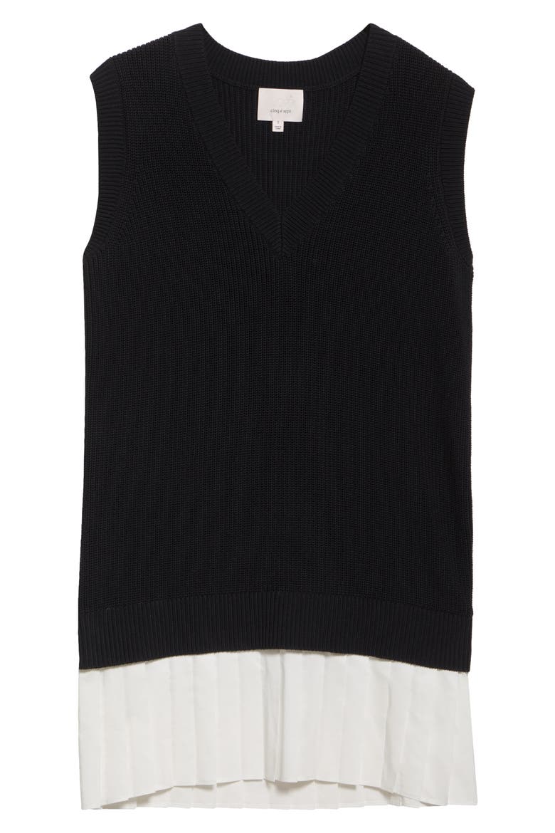 Indiana Mixed Media Cotton Blend Minidress, Alternate, color, BLACK/ WHITE