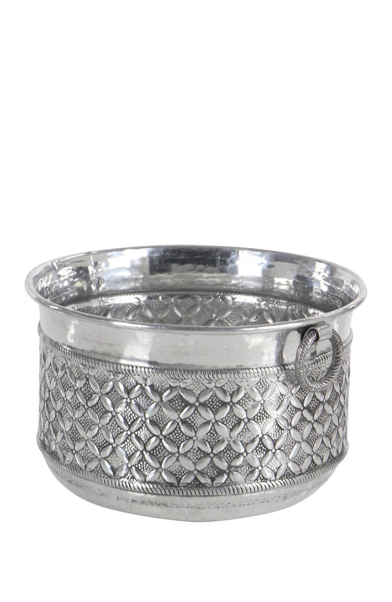 WILLOW ROW Silver Traditional Round Aluminum Planter - Set of 2, Alternate, color, 